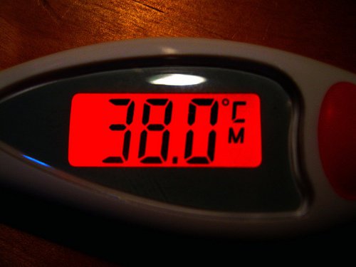 Termometer der viser 38 grader