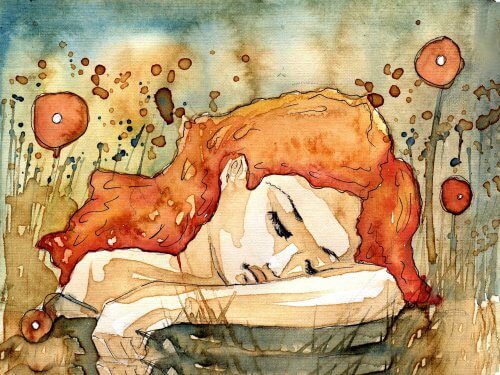 Billede af kvinde der haenger over sin arm