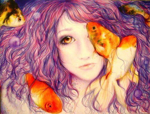 Kvinde med guldfisk