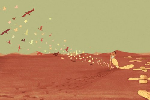 Fugle, en person og plastre