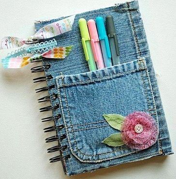 Notesbog med jeans omslag
