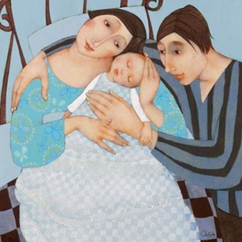 Nye foraeldre og baby