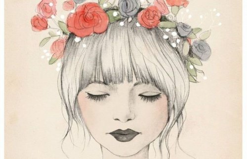 Pige med blomsterkrans