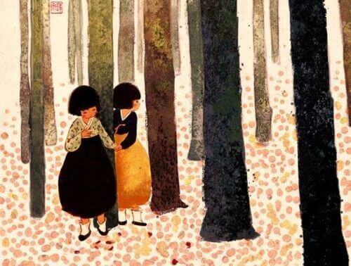 2 piger i skoven
