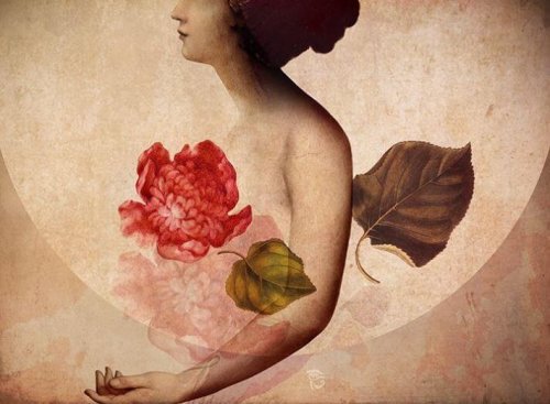 Kvinde og en blomst 