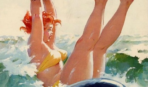 Kvinde der hopper i vandet