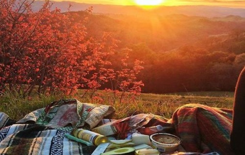 Person der ser solnedgang