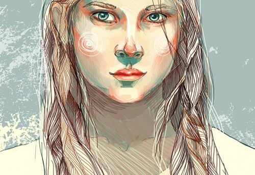 Tegning af kvinde uden toej