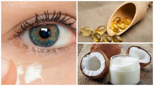 Brug naturlig creme af kokosolie til at forynge huden omkring øjnene