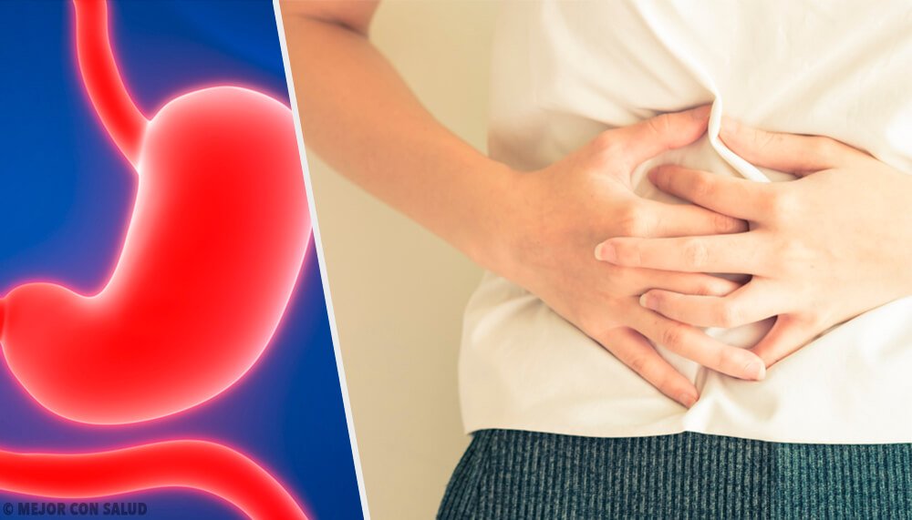 Person der tager sig til maven