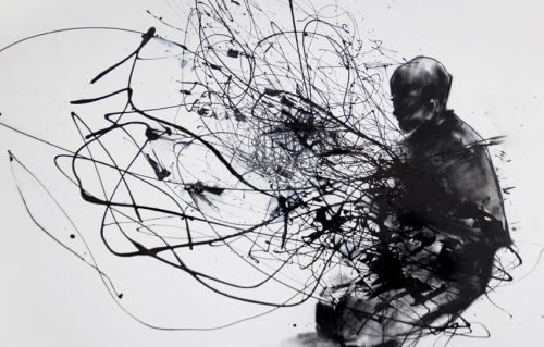 Person med sort maling