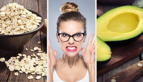 Havregryn kvinde der laver grimasse og advocado