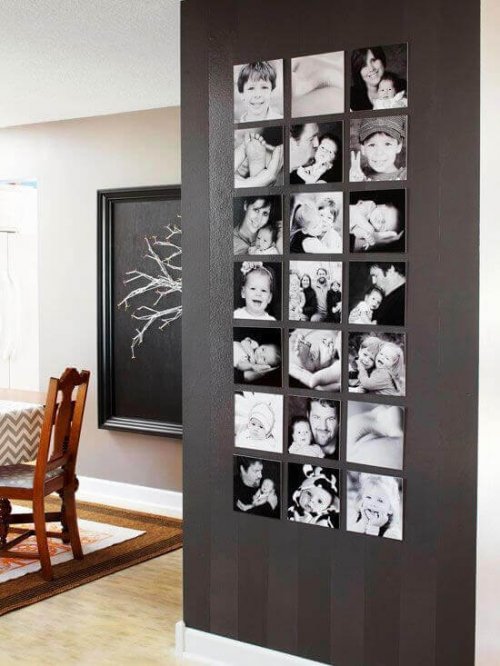 Du kan dekorer en tom væg med fotos