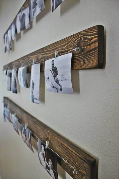 Giv dit hjem et rustisk præg med en planke med fotos