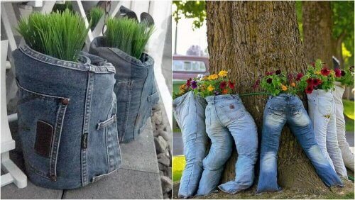 Urtepotter er en kreativ anvendelse af dine gamle jeans