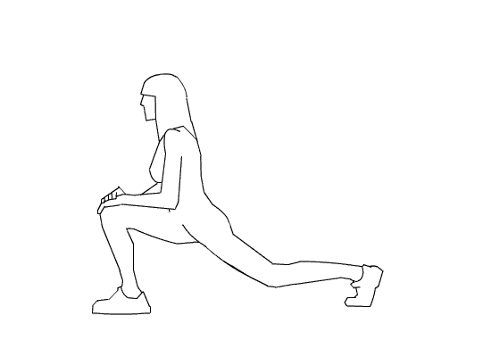 En kvinde strækker benet ud