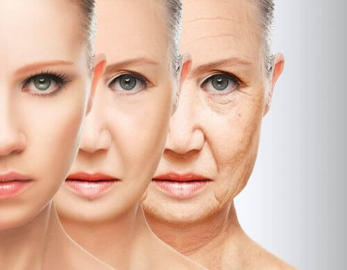 Kvindes ansigt, der ældes med ynde, viser fordele ved at tilføje sukkerroer til kosten