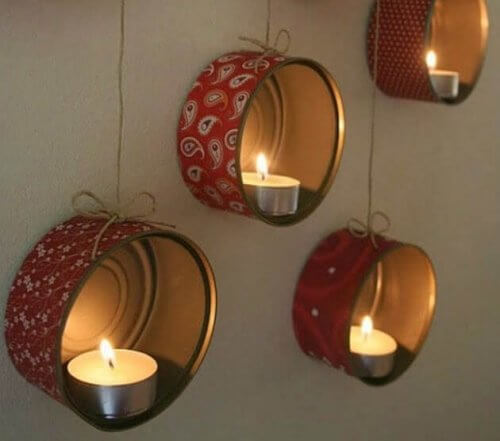 Man kan genbruge dåser som lyssestager