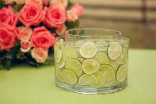 Citroner fyldt i en vase