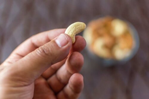 Cashewnød i hånd