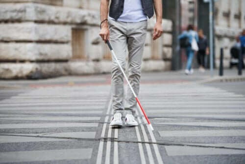 Blind person med stok