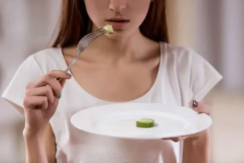 En enkelt skive agurk på tallerken symboliserer faste til vægttab