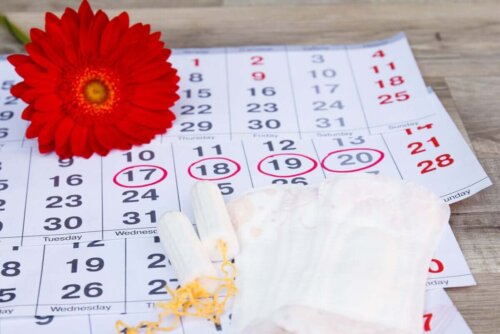 Kalender og bind symboliserer spændende fakta om menstruation
