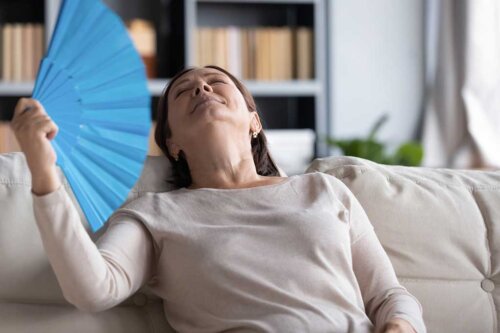 Kvinde med vifte har hedetur