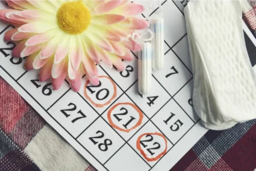 Kalender med bind repræsenterer menstruation