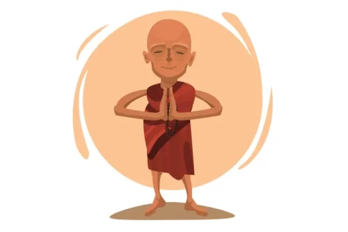 En munk, der beder, repræsenterer forskellige typer af buddhisme