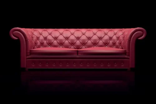 Chester-sofaen i en rød nuance