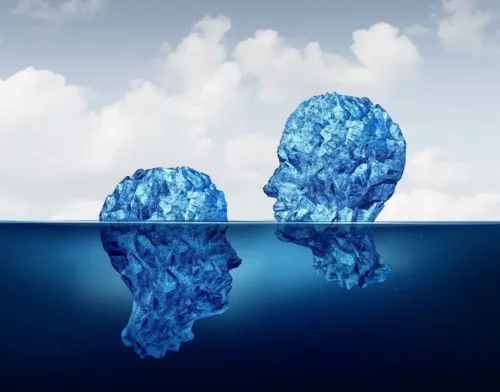 To hoveder som isbjerge repræsenterer underbevidsthed og ubevidsthed