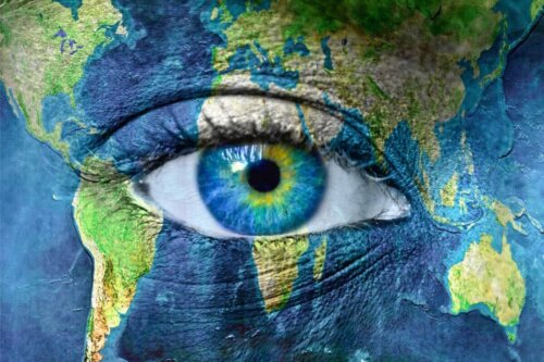Øje malet som jorden
