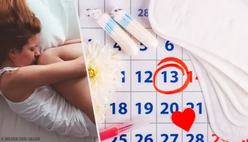 Kalender med bind og tamponer repræsenterer menstruation